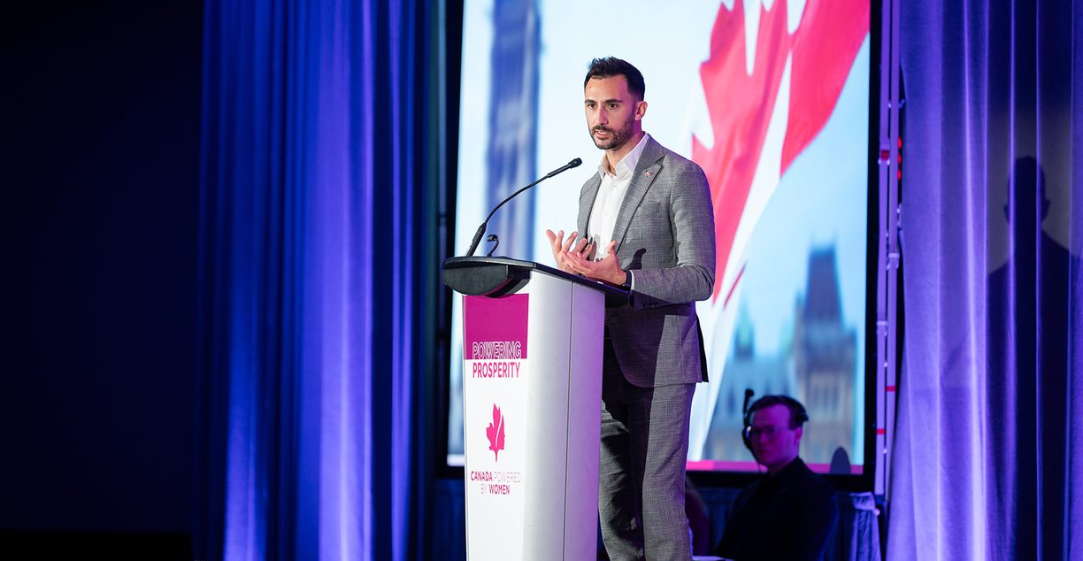 Ontario Energy Minister Stephen Lecce speaking at the CPW Summit in Toronto